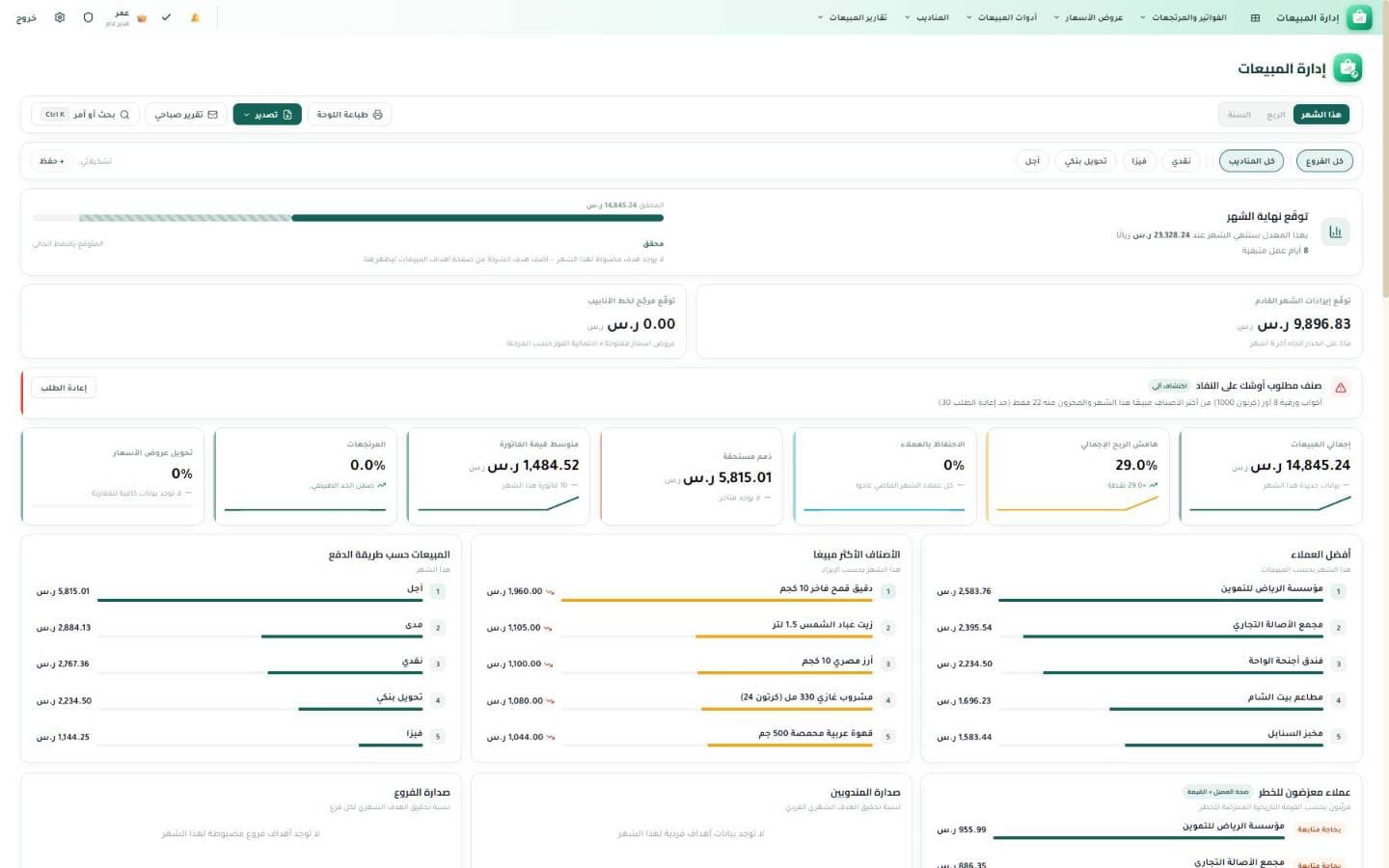 The sales dashboard in Artos — a screenshot from the complete guide